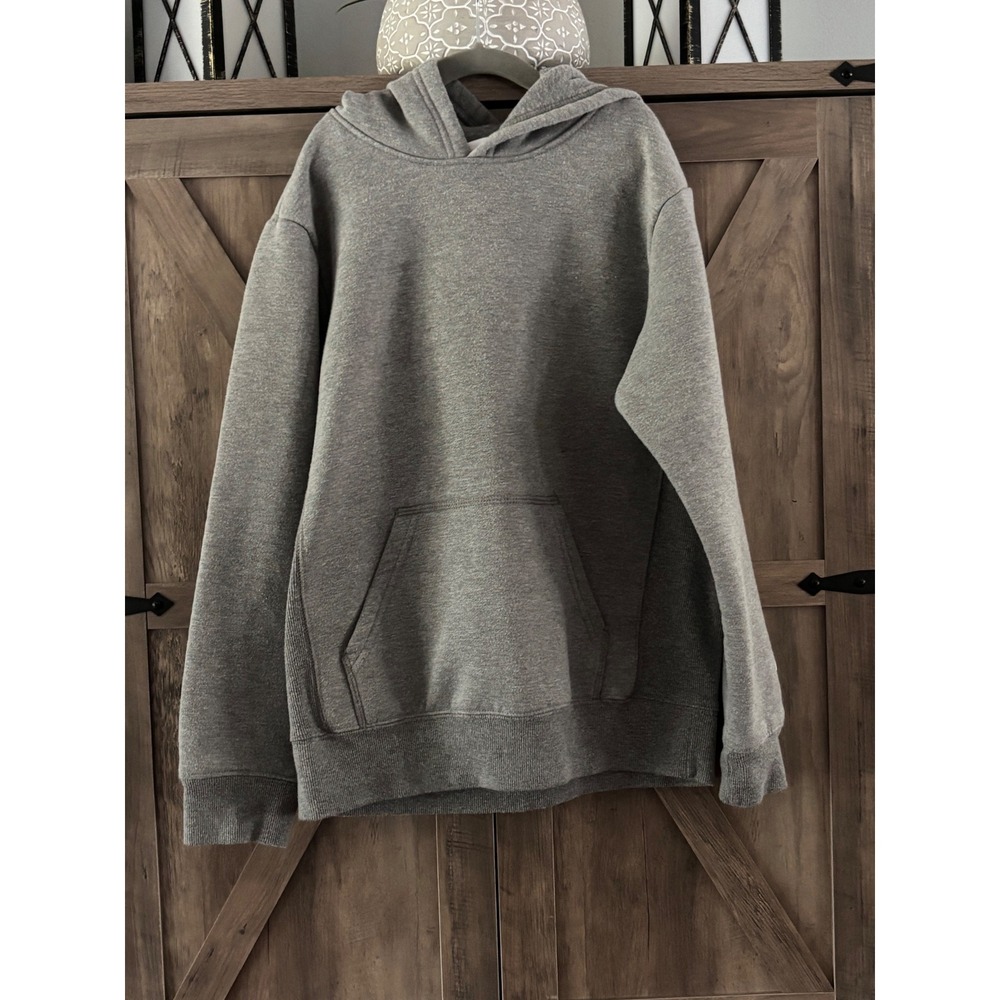 Champion Kids Gray Pullover Hoodie Sweatshirt Size Medium M Logo Patch Fleece